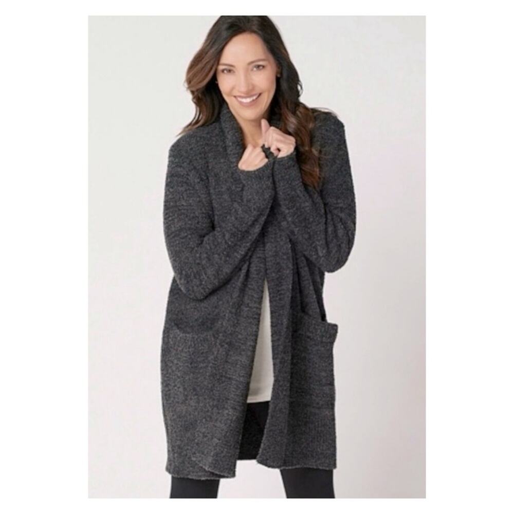 Barefoot Dreams CozyChic Lite‎ Open Front Cardigan S Grey